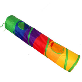 Rainbow Cat Tunnel with Teaser Wand – Colorful Play and Climbing Frame